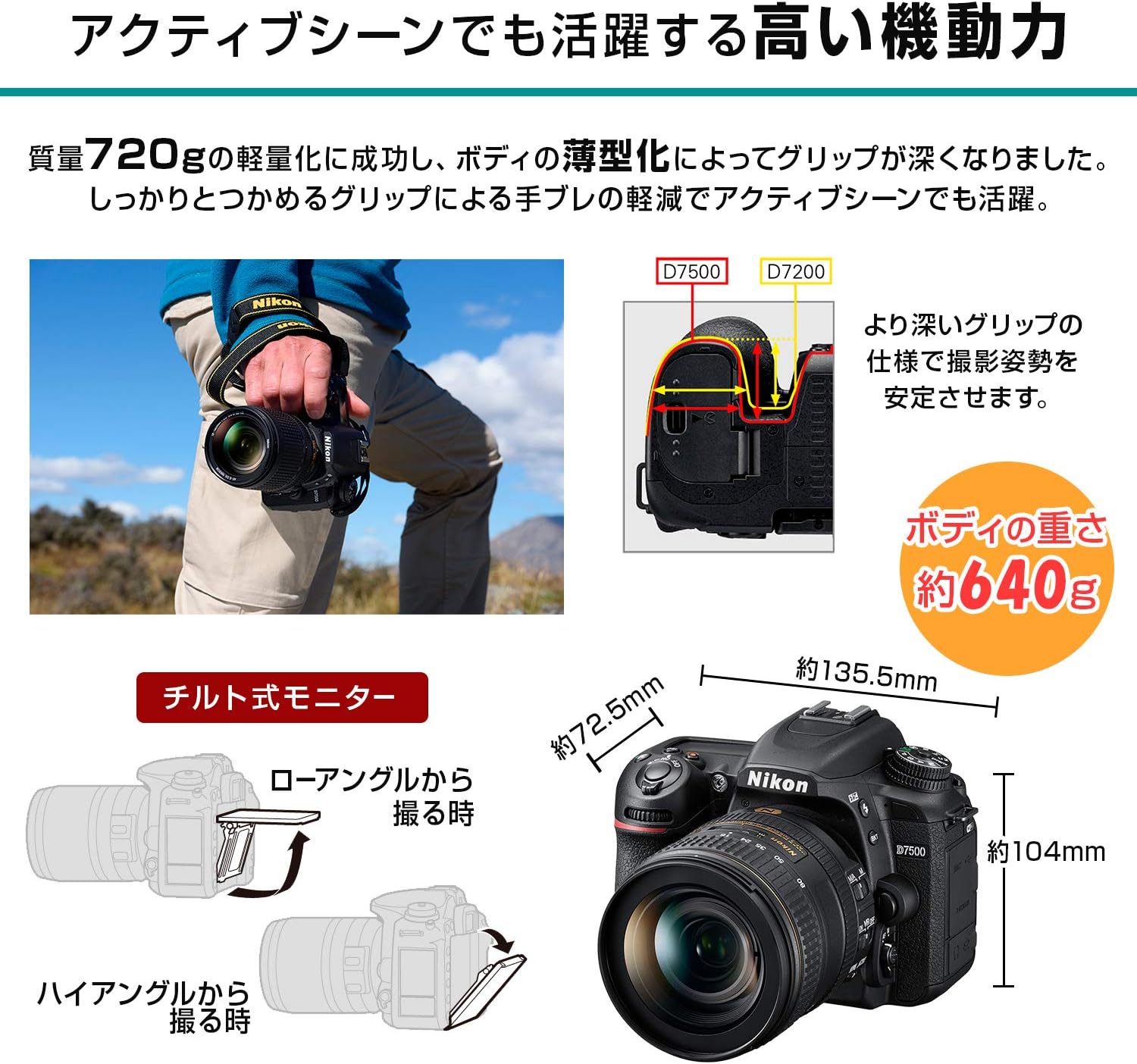 Nikon D7500 Digital SLR Camera, blk