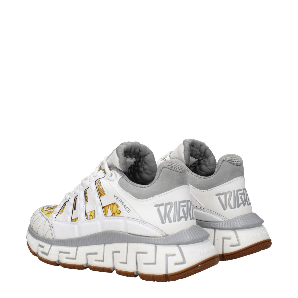 Versace ヴェルサーチスニーカーの三分の足の女性ファブリックホワイト/グレー - Image 5