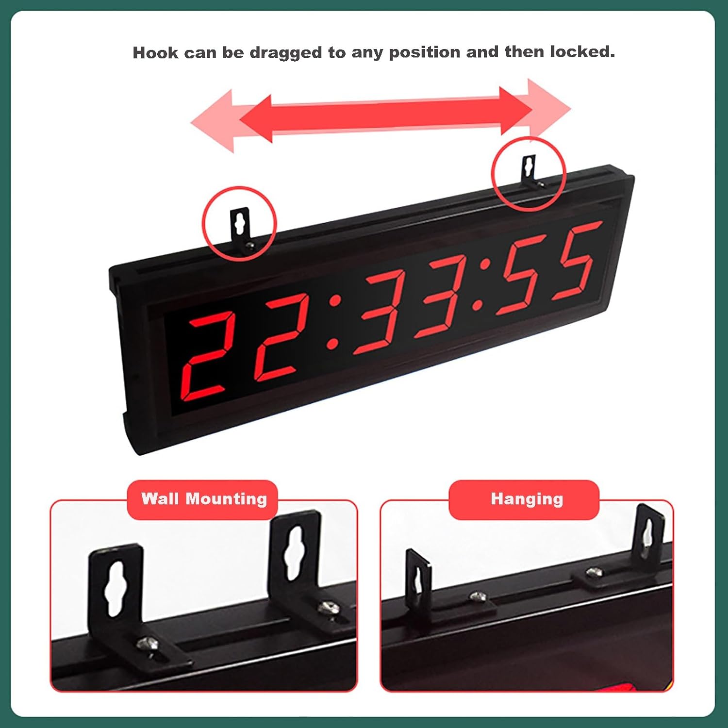 MYJYG 6-bit Competition Timer with Stopwatch Button, LED Digital Wall Clock for Fitness Training Interval Timer Gym, Game, Speed Racing Size: 1.5"
