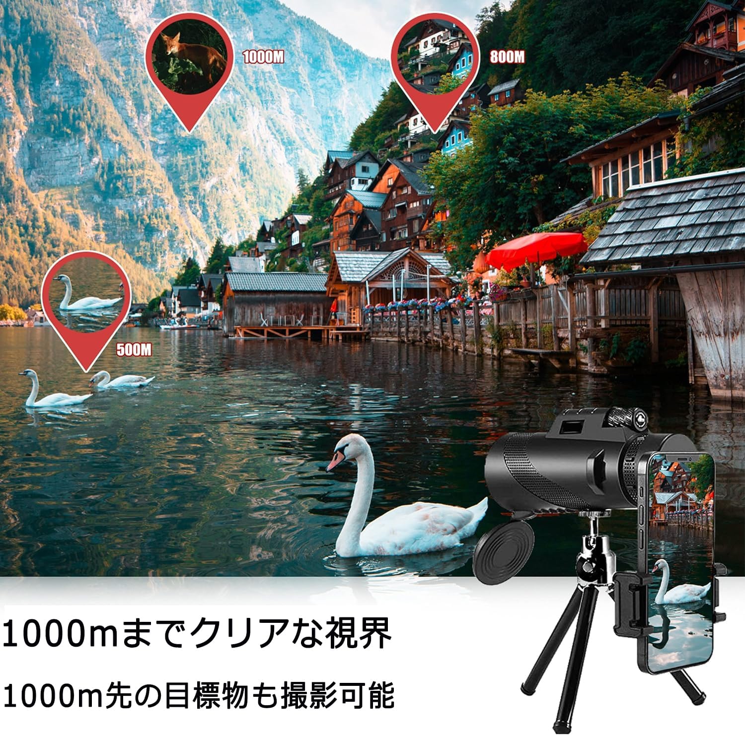 CANNER 80x100 Monocular, High Magnification, Monocular, Smartphone Telephoto Lens, High Magnification, Smartphone Lens, Small, One Hand Operation, Quality Vision, Photo Taking Telescope, Premium Bak4