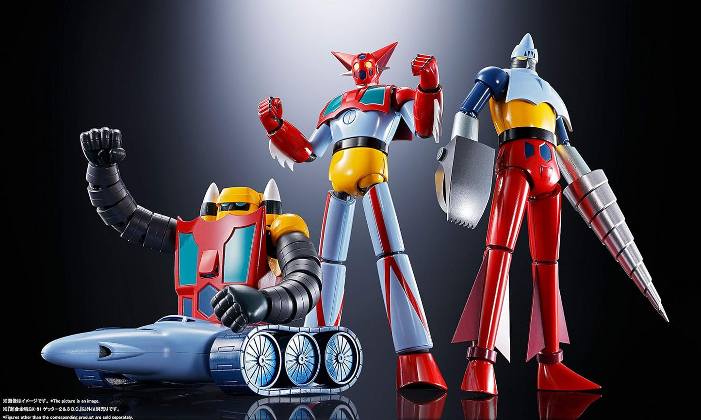 Soul of Chogokin Getter Robot GX-91 Getter 2 & 3 D.C. (Getter 2: Approx. 6.9 inches (175 mm), Getter 3: Approx. 3.5 inches (90 mm), ABS & Die Cast & PVC Pre-painted Action Figure