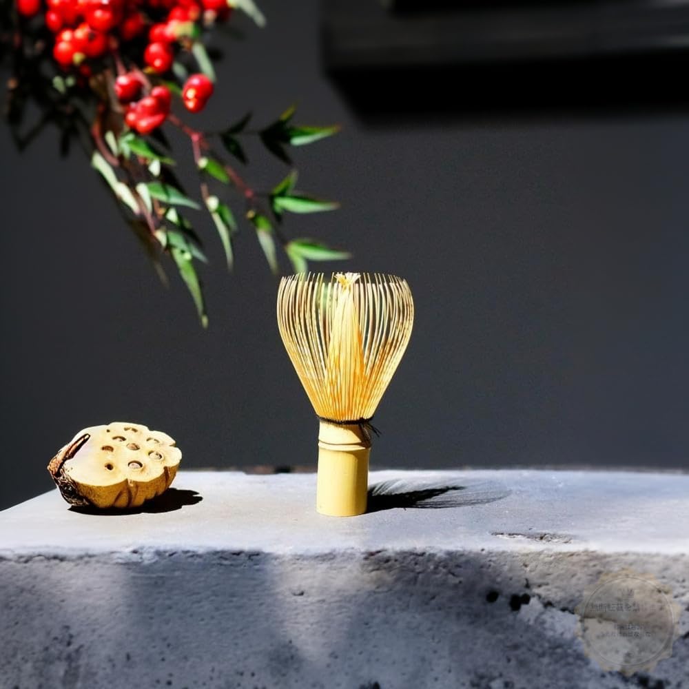 Chasen Black Bamboo Handmade Naruho for Matcha Tea Ceremony Tool, Premium Traditional Craft, Good Foam, For Beginners, Gift Applied with Bamboo Whisk Rest (Unwrapped, Purple Bamboo)