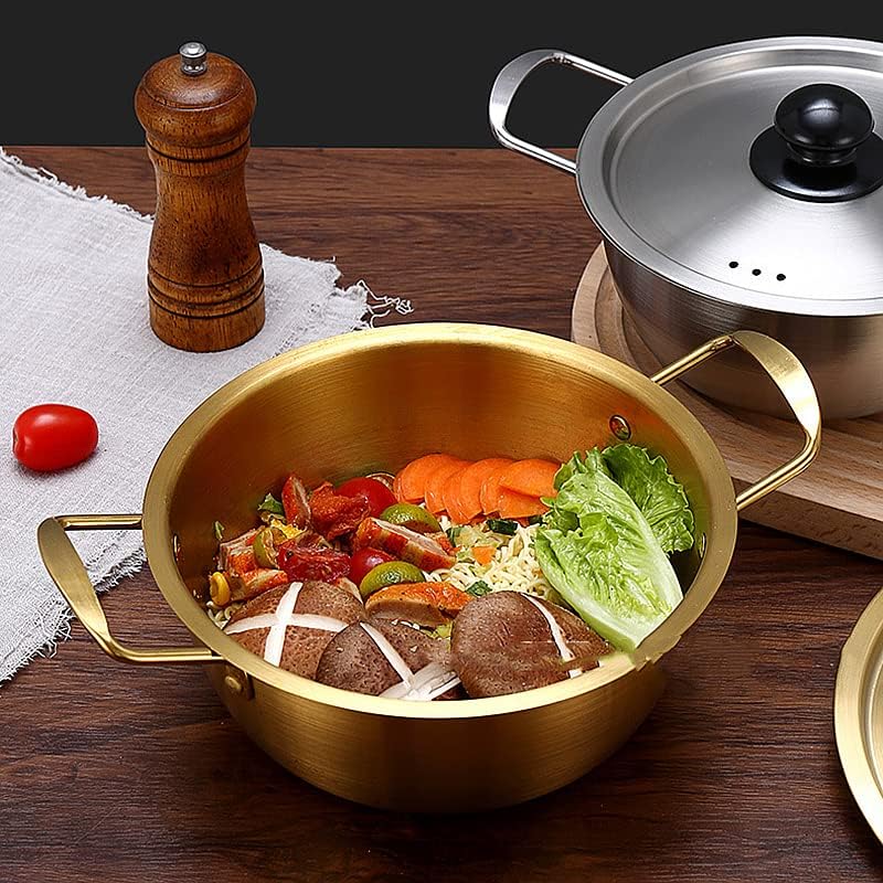 Two-Handed Hot Pot, Stainless Steel Product, Pot Dish, Tabletop, Induction Compatible, Lightweight, Pot Lid Included, 6.3 - 9.4 inches (16 - 24 cm), Small Pot, For Home Use, Commercial Use, Nabe-yaki