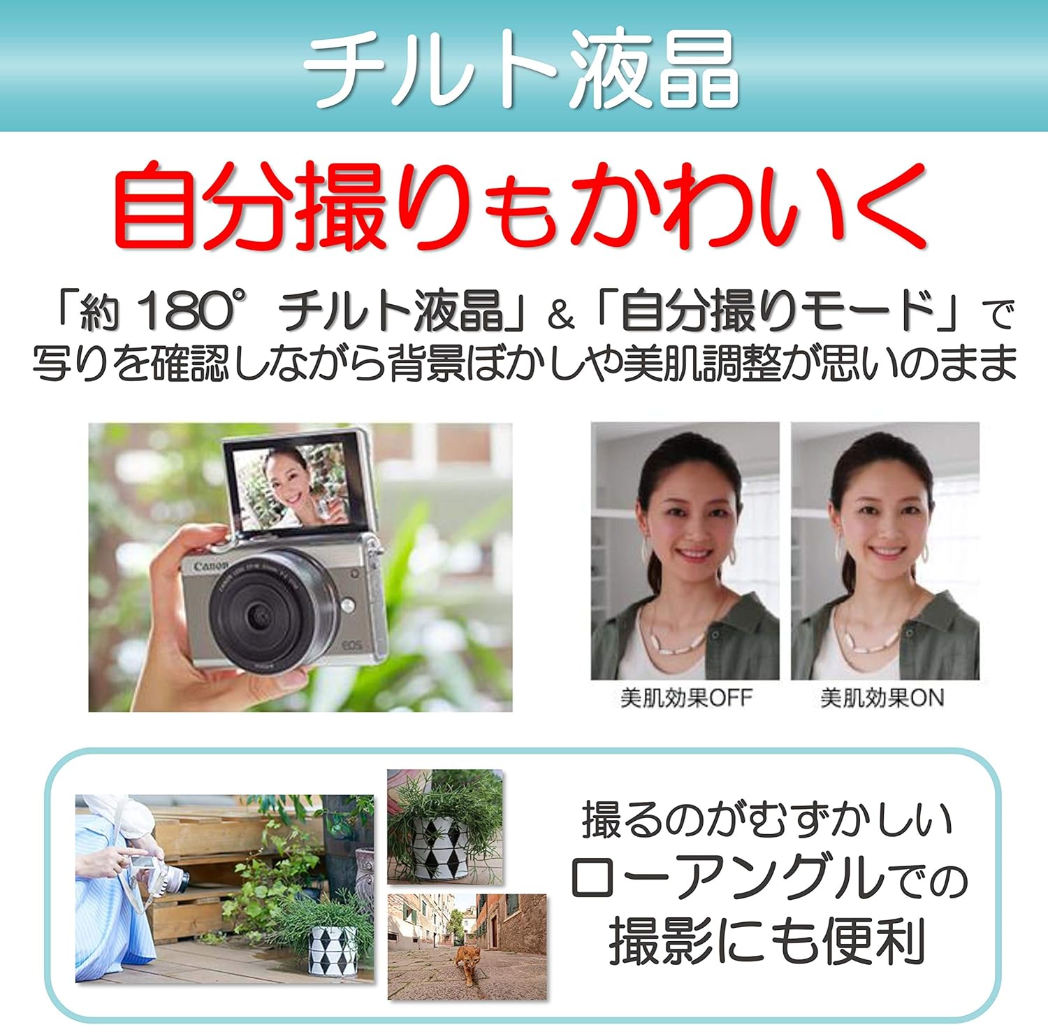 Canon EOSM100WH-WLK Mirrorless Single Lens Camera, EOS M100 Double Lens Kit, White
