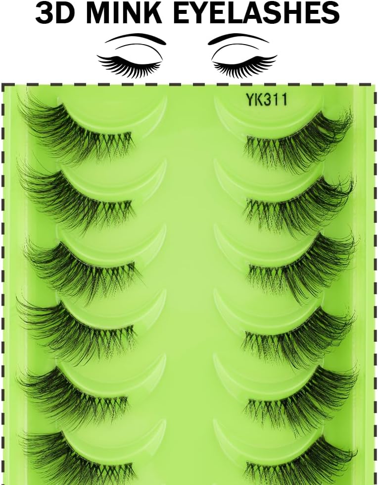 YK 10ペア つけまつげ フェイクミンク アイラッシュ 柔らかく 手作り 舞台用 日常化粧 ショット まつげ (YK311)