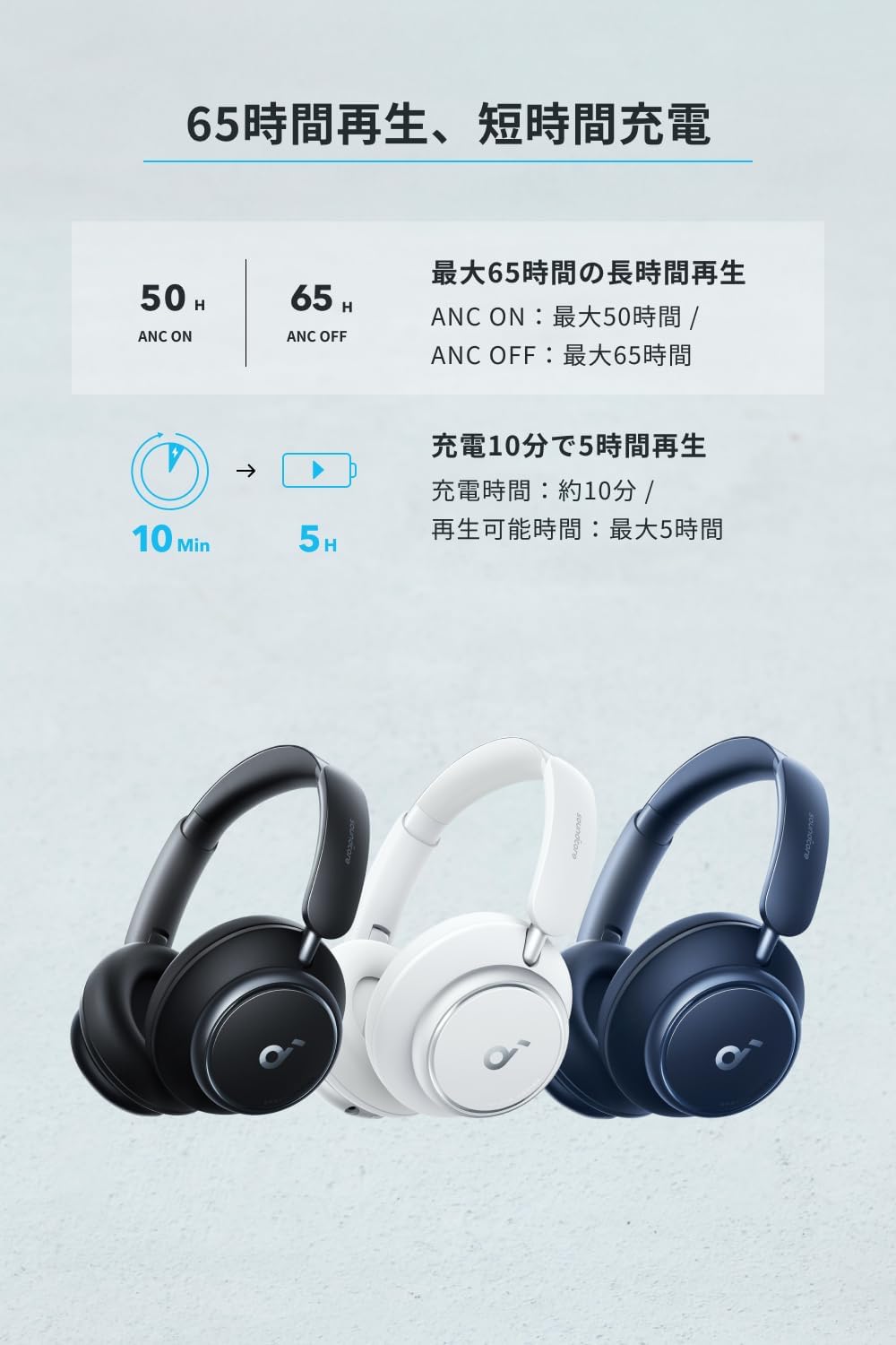 Anker Soundcore Space Q45 (Bluetooth 5.3 Wireless Headphone) (Up to 65 Hours of Music Playback / Ultra Noise Cancelling 2.0 / LDAC / High Resolution Compatible (Wireless/Wired), Multi-Point Compatible