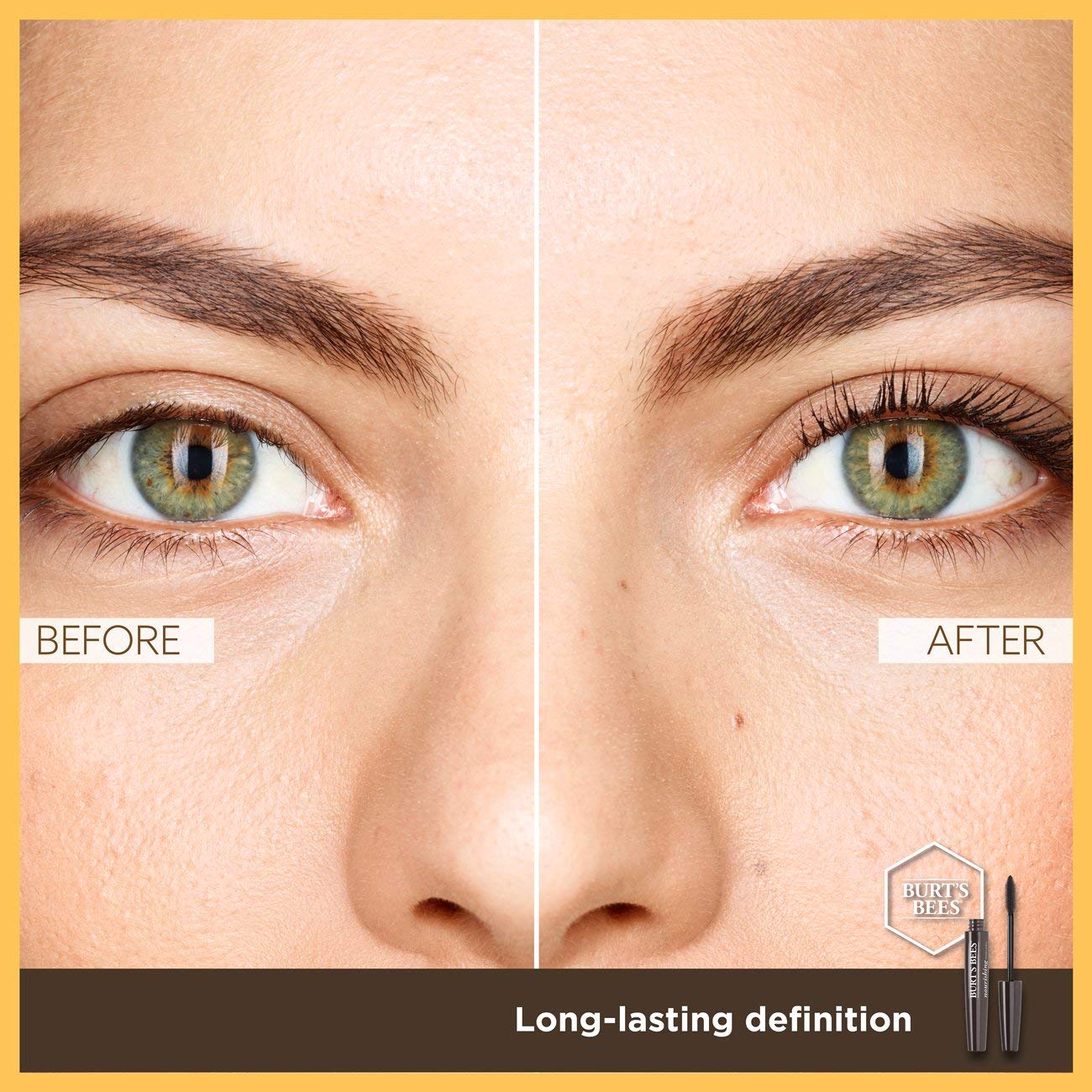 Máscara de pestañas, pestañas alargadas Burt's Bees 100% natural, negro clásico