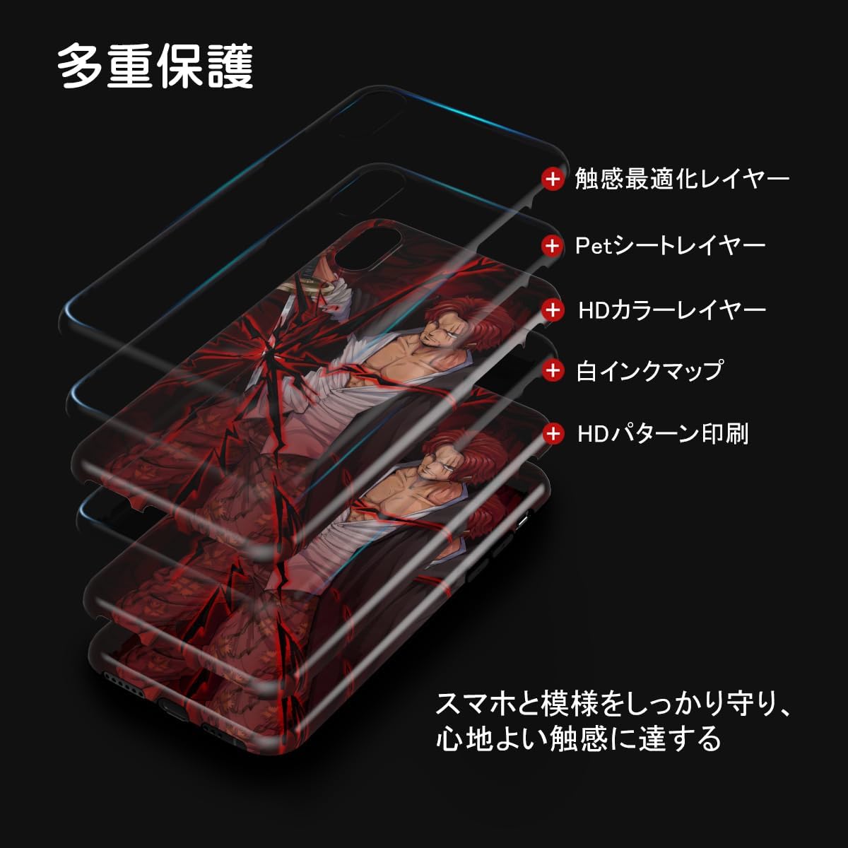 THE DREAMY LIFT iPhone Case Cover Anime Cartoon One Piece Red Hair Sanji Zoro Cool Clean Moe Popular Goods Smartphone Case (Shanks 2, iPhone 11)