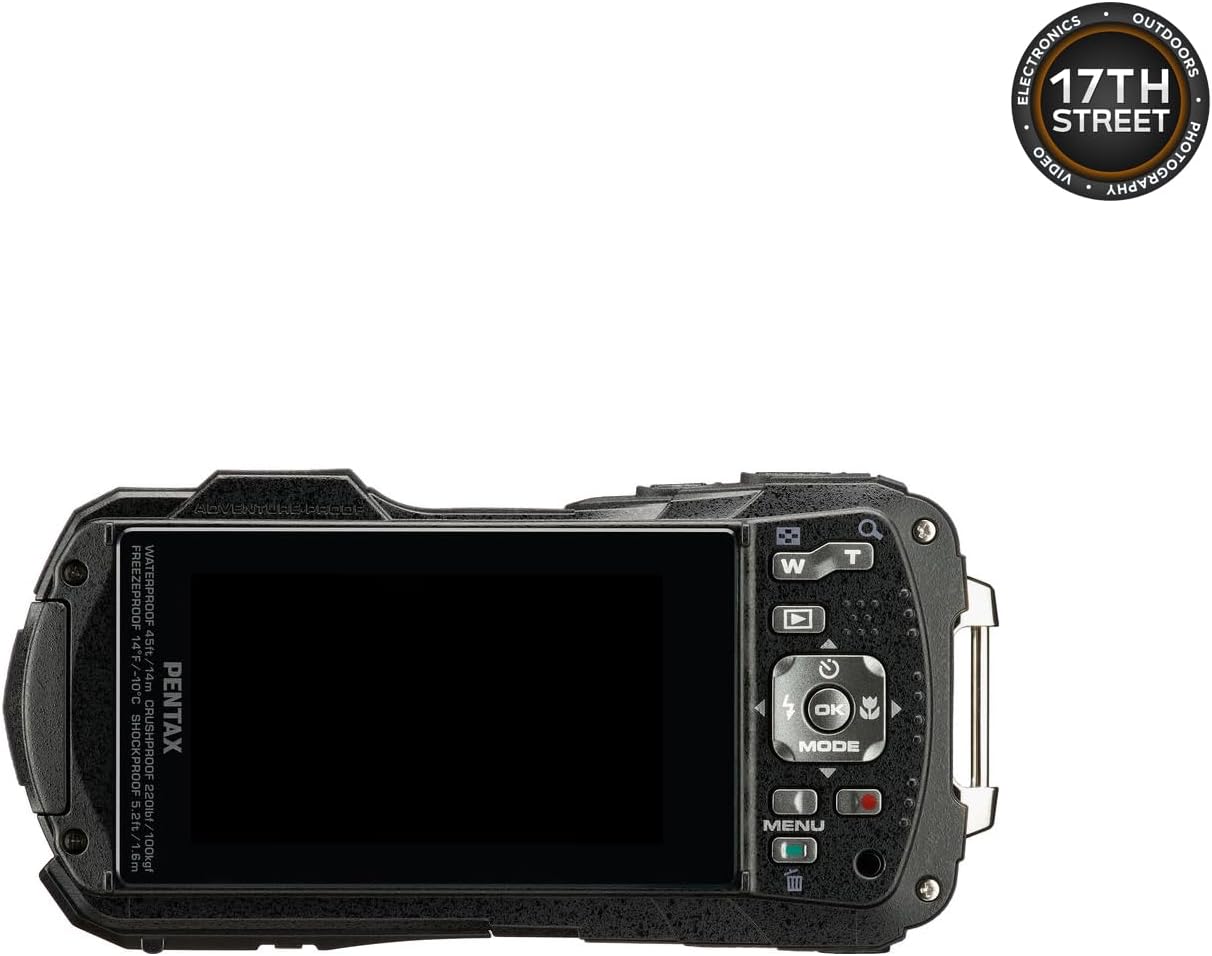 Pentax WG-90 防水デジタルカメラ(ブラック) | 2.7インチLCDモニター 32GB Extreme UHS-I SDHCメモリーカードとWaith Cameraストラップ付き(イエロー)(必須バンドル)