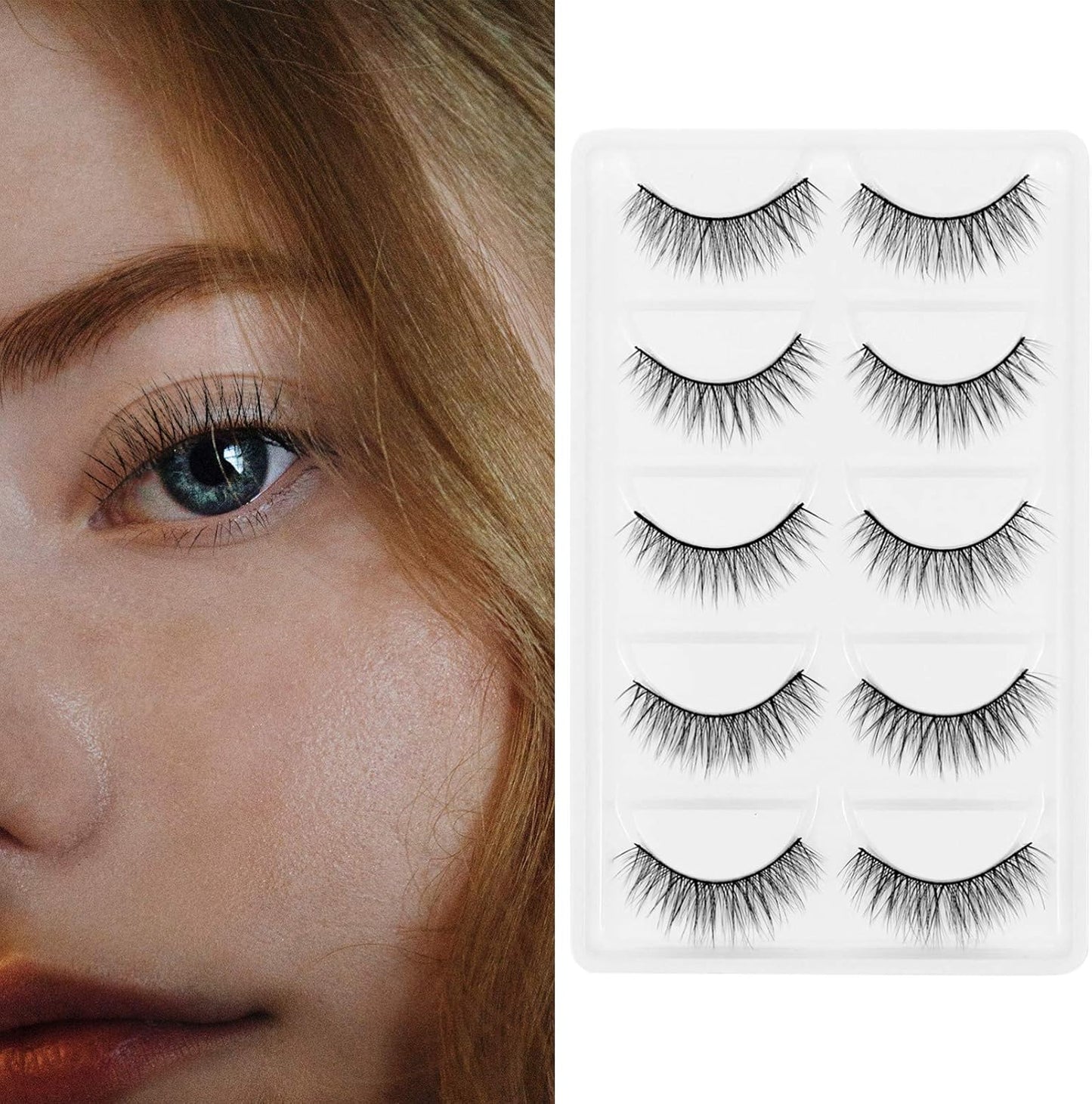 KESYOO False Eyelashes, Popular, Dark Eyelashes, Natural, 3D, Popular, Black, Strong, Natural, Women, 5 Pairs