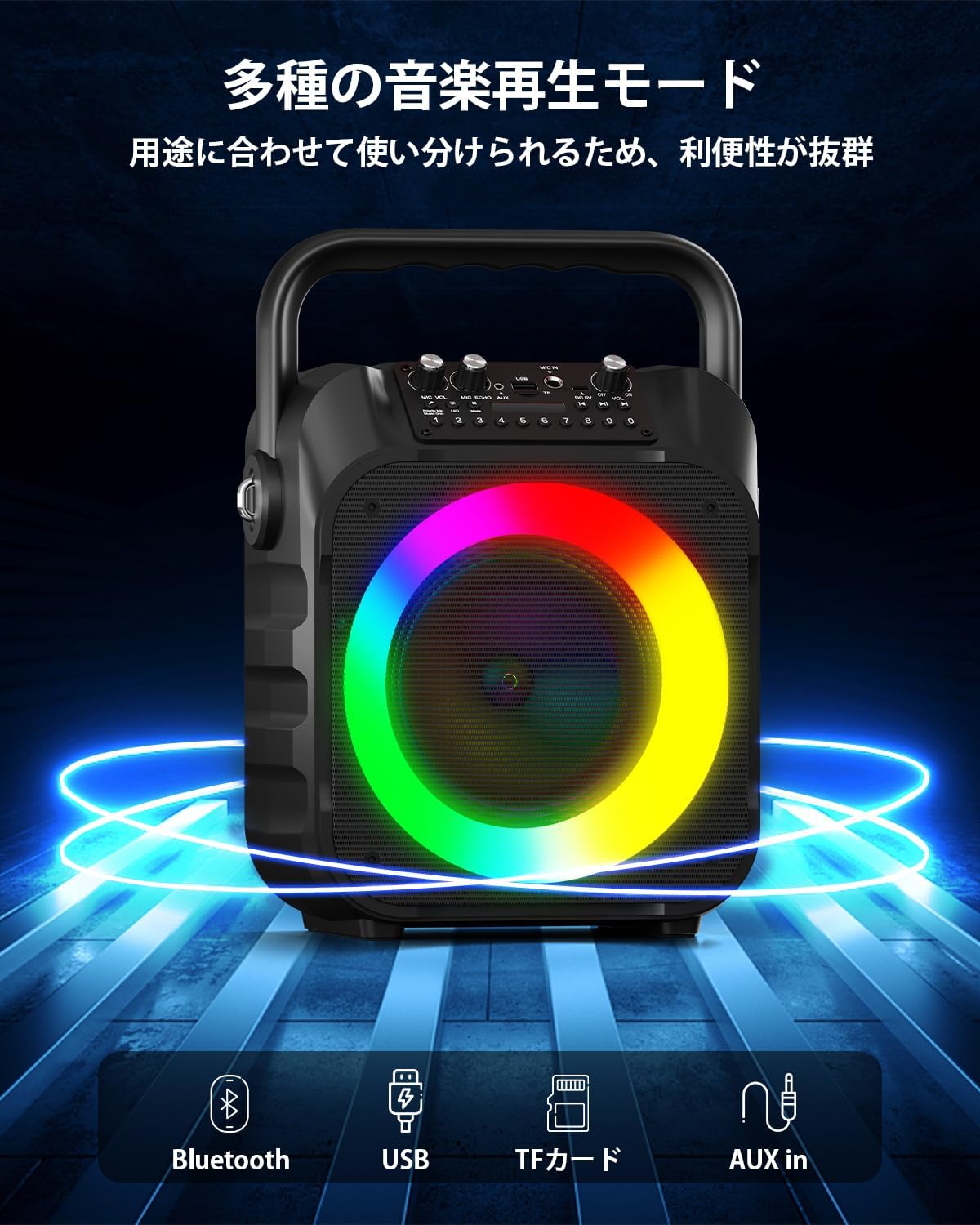 Speaker Set for Karaoke Home Use, Amplifier, Karaoke Microphone, 2-Piece Bluetooth 5.0 Compact PA Set, Karaoke Machine, Portable Speaker with SD Card, USB, AUX, Android Compatible for Home Parties