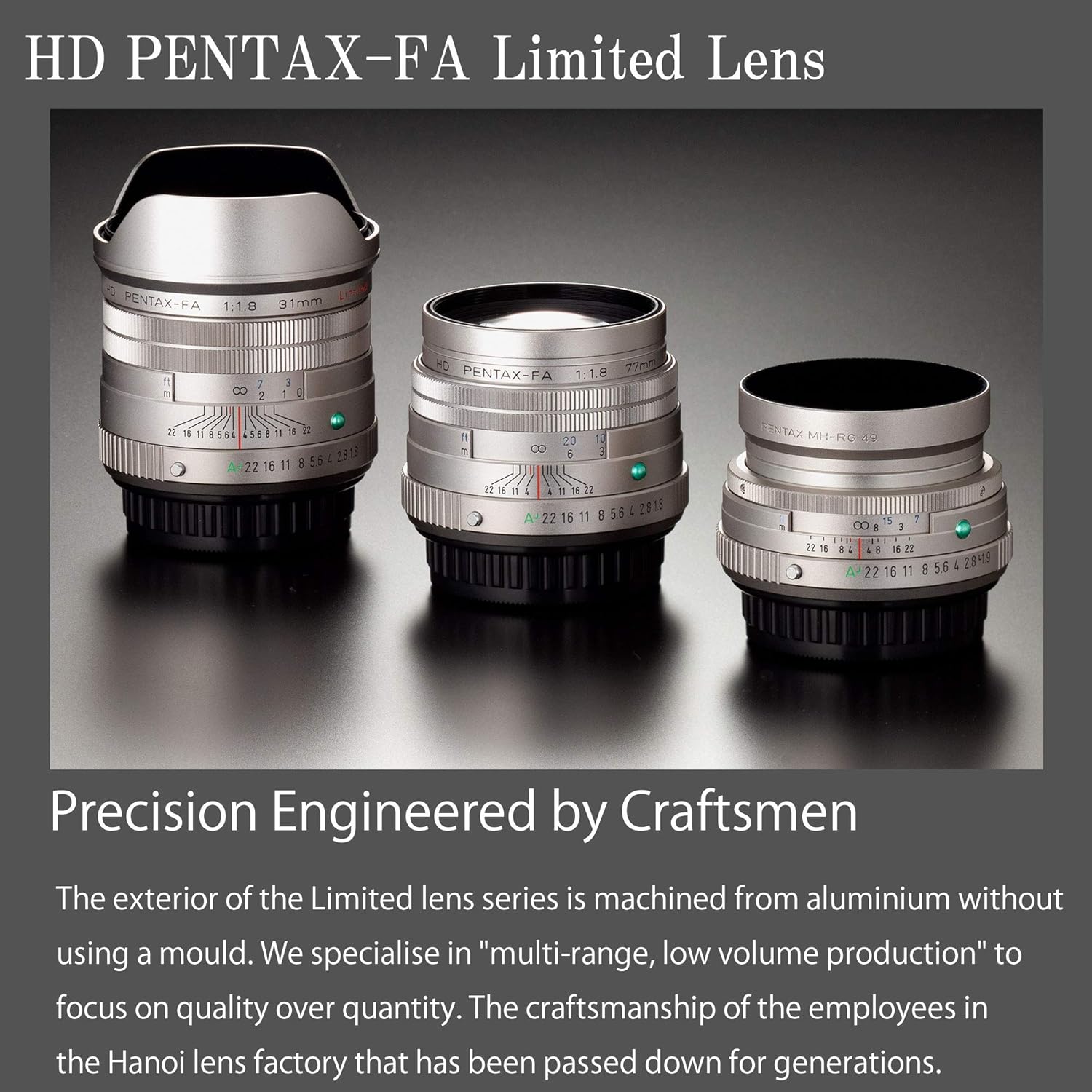 Pentax HD 77mmF1.8 Limited Silver Medium Telephoto Prime Lens with High Performance HD Coating Round Diaphragm (27890)
