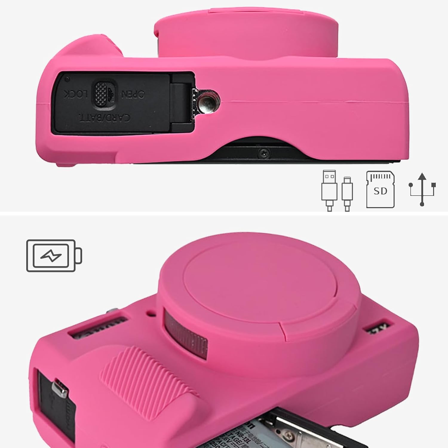 VOVMOEYA For Canon PowerShot G7 X Mark III Camera Case, 2 Tempered Glass Film Body Case For Canon G7X Mark III Compact Digital Camera Case G7X3 Camera Protective Cover with Removable Lens Cover PU