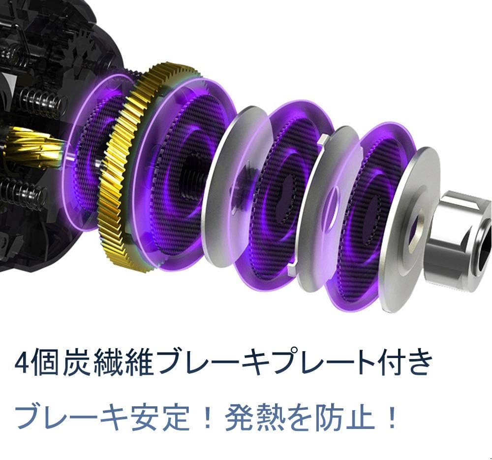 Bait Reel, Sea Bass Fishing Reel, Magnetic Brake, Super Strong, Maximum Drag Force 22.0 lbs (10 kg), Gear Ratio, 7.2:1, Casting, Black