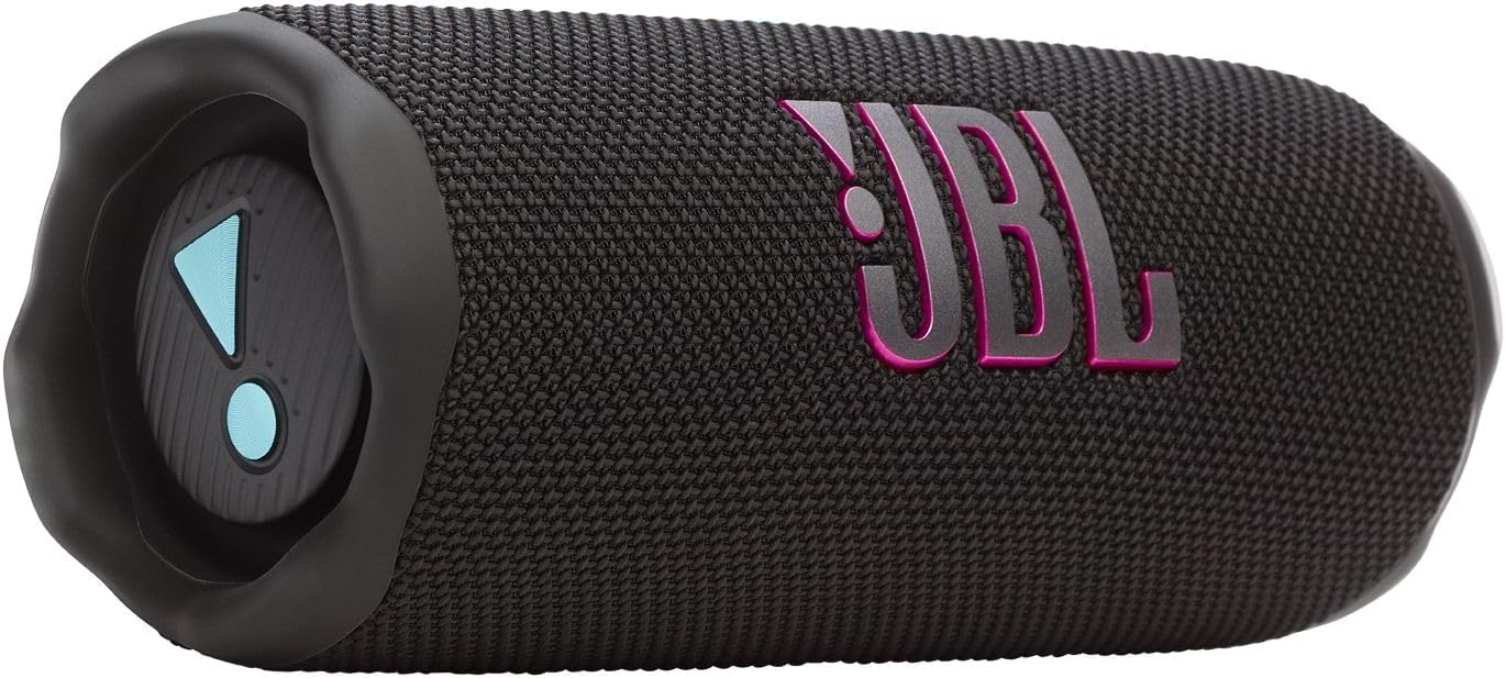 JBL Flip 7, Portable Speaker, Bluetooth Compatible, IP68 Dustproof, Waterproof, USB-C, App Compatible, Lanyard and Carabiner Included, AURA CAST Multi-Speaker Connection, Funky Black, JBLFLIP7BLKO