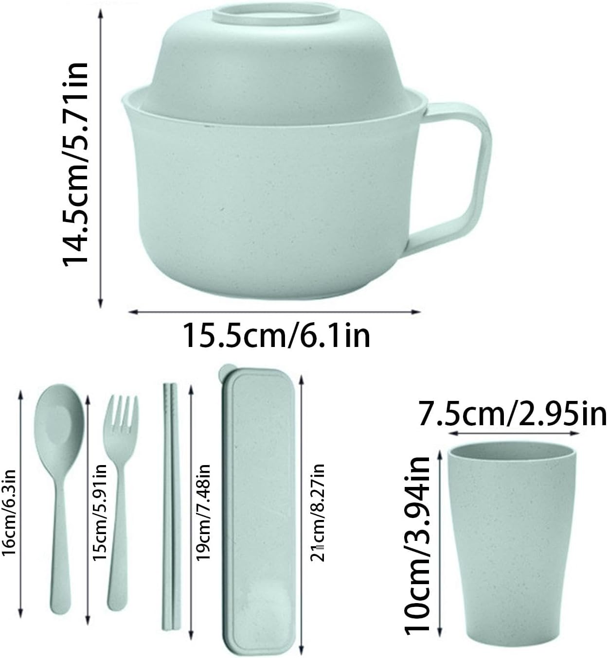 Instant Noodle Bowl Set, Ramen Bowl Set, Ramen Bowl Set Microwave Instant Ramen Ramen Bowl, Portable Ramen Bowl with Handle for Ramen, Pho, Udon, Soba, Soup Noodles, Asian Food