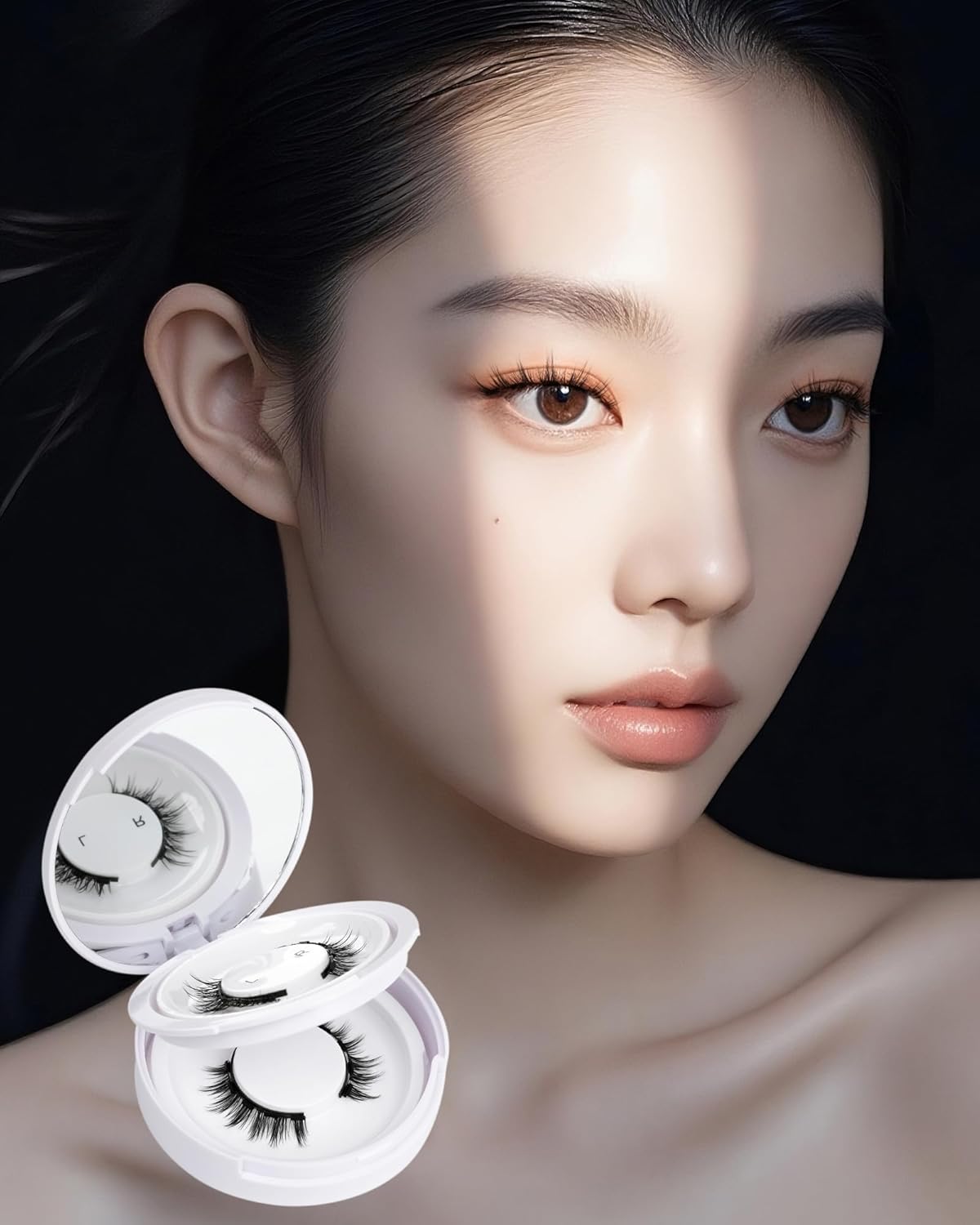 LZM Magnetic Eyelashes, Magnetic False Eyelashes, For Thin Makeup, Fluffy, Reusable, Magnetic, Easy to Apply, No Adhesive, For Commuting to Work or Travel