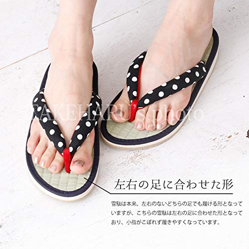 [Takeharu] Women's Sandals, Rush, Made in Japan, Zori Sandals, Round Tatami Sandals, Folding Sandals, Cute Large Size, Flowers, White, Black, Pink, Polka Dots, Non-Slip, Perfect for Your Feet,