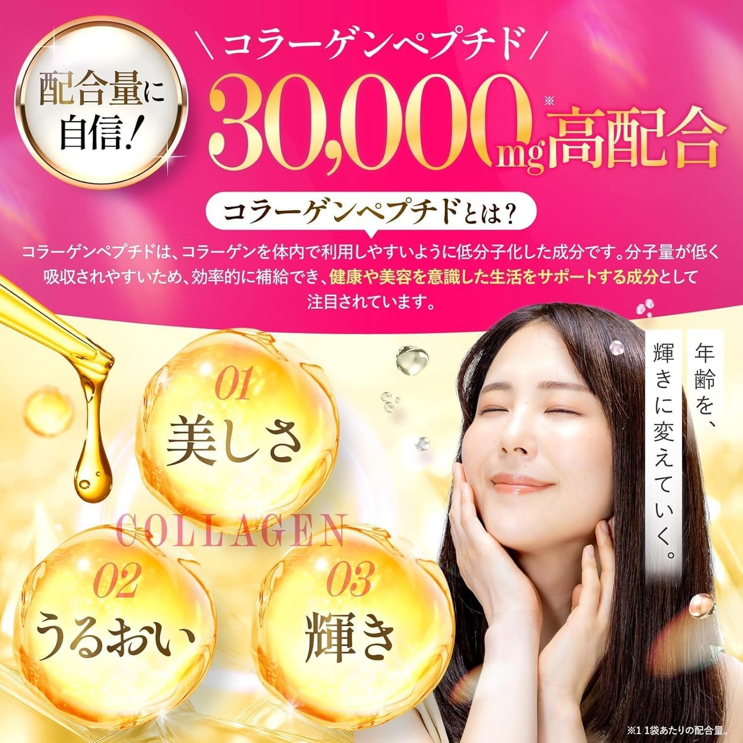 シェリーヌPREMIUM COLLAGEN AQUA 30,000 コラーゲンペプチド リジン ヒアルロン酸 エラスチン リポソームビタミンC アロエベラ コラーゲン ローヤルゼリー プラセンタ 栄養機能食品 ビタミンC ビタミンB2 サプリメント 国内GMP認定工場 CHELINE(シェリーヌ)（60日分）