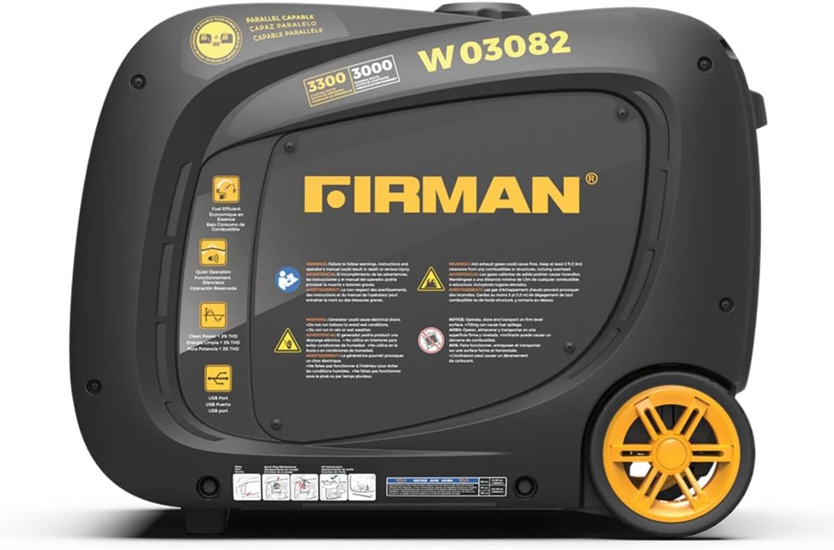 FIRMAN インバーター ポータブル発電機 171cc エンジン 電気始動付き 3300W 発電機 稼働時間9時間 ウィスパーシリーズジェネレーター 110ポンド
