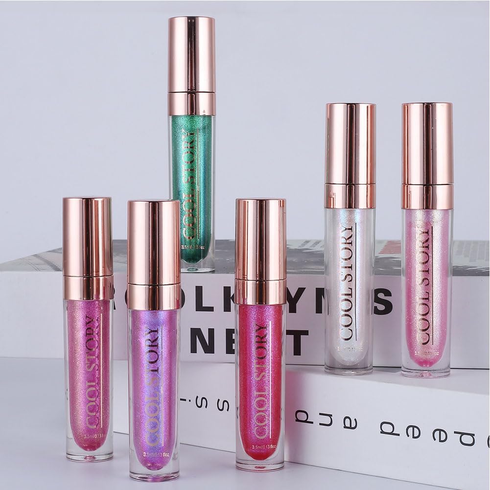 Moisturizing Lip Gloss/Lipstick Flash Pearlescent Lip Gloss 3D Multifunctional Fine Flash Chameleon Lip Gloss 04# Purple