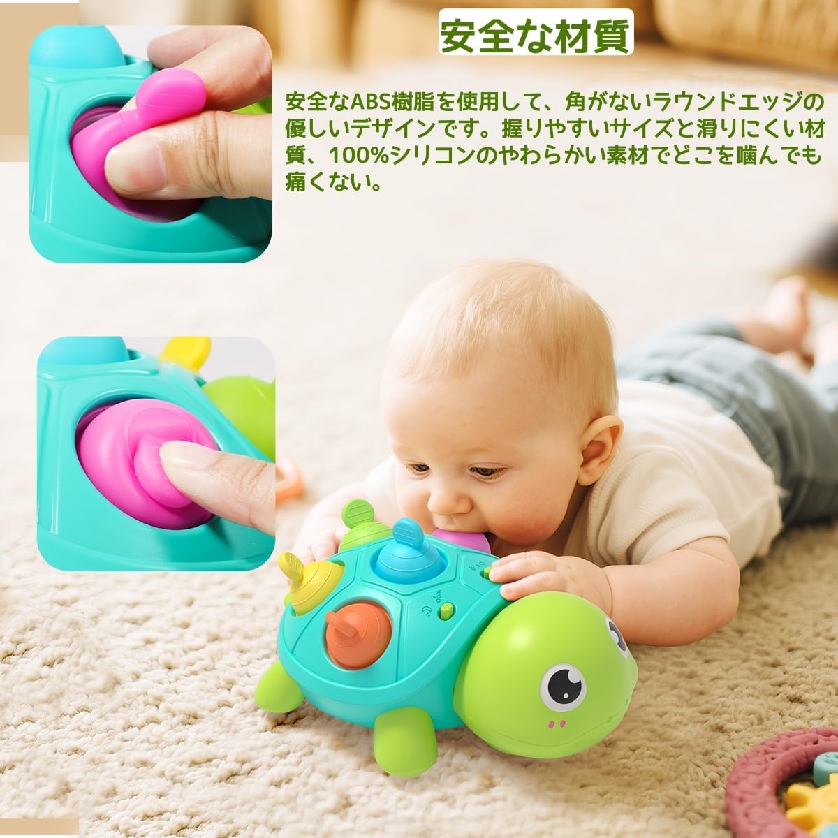 Crawling Turtle, Baby Toy, 0 Years Old, 1 Year Old, Educational Toy, Music Light, Equipped with Obstacle Avoidance Sensor, Moving Toy, 15 Music Songs and 4 Types of White Noise, Early