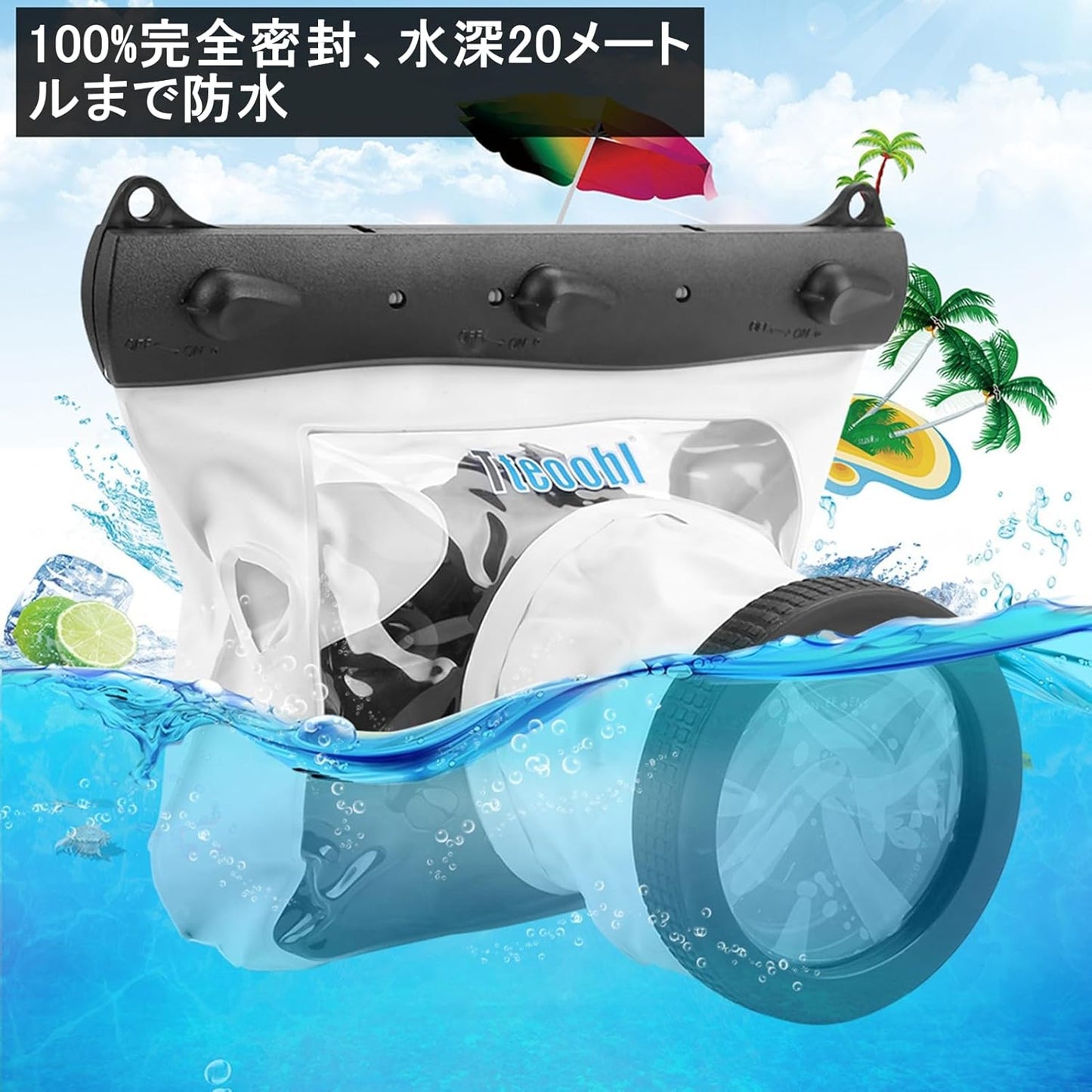 Underwater Waterproof Doving Case Bag 20M for Nikon DSLR Camera Underwater Case Oil Proof Camera Diving Bag (White)