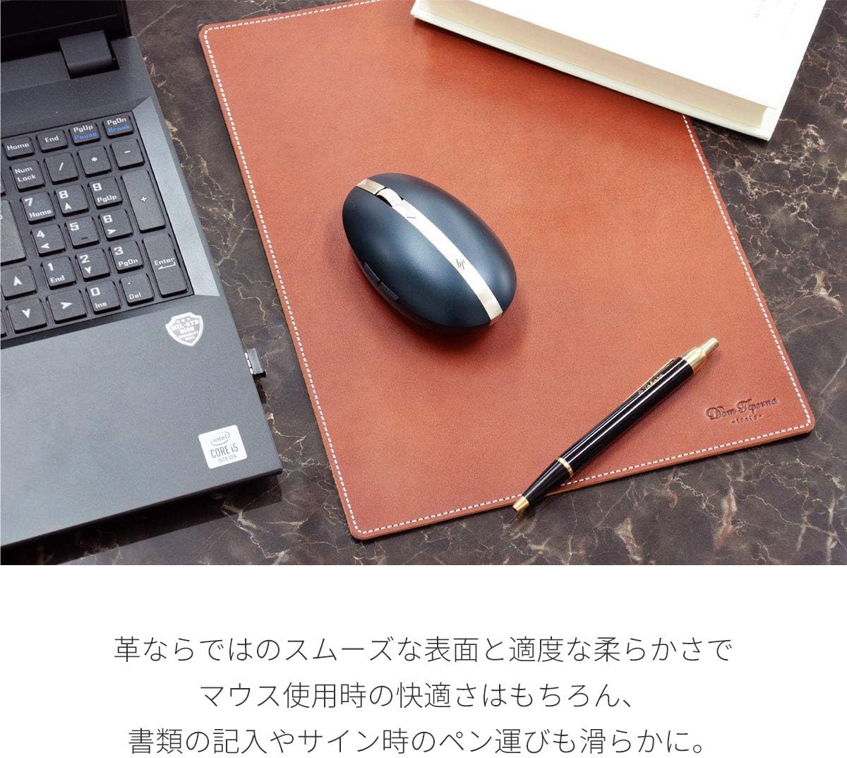 [Dom Teporna Italy] Mouse Pad, Large 11.8 inches (30 cm), Genuine Italian Leather, Artisan Finish, Optical & Laser & Blue LED Mouse, a4, Large Size, Office, Desk, Compatible with All Black