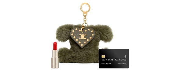 CELINE Triomphe pom-pom charm in shearling and calfskin - Image 5