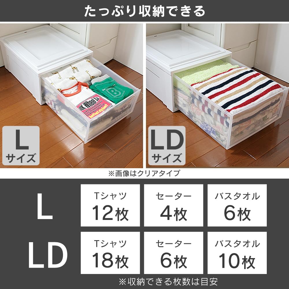 Iris Ohyama BC-LD Storage Case Drawers, Set of 3, Closet, Value for Money, W 15.4 x D 19.7 x H 11.7 Inches (39 x 50 x 29.7 cm), Walk-In Closet, Clothing Case, Chest, Made In Japan, Off-White/Ivory