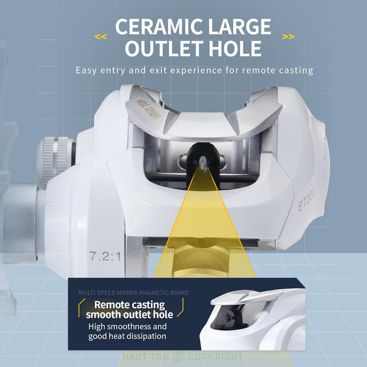 HAUT TON ET Bait Reel, 4+1 Ball Bearing 7.2:1 Gear Ratio, 7kg Drag System for Trout Baitcasting Reel Fishing