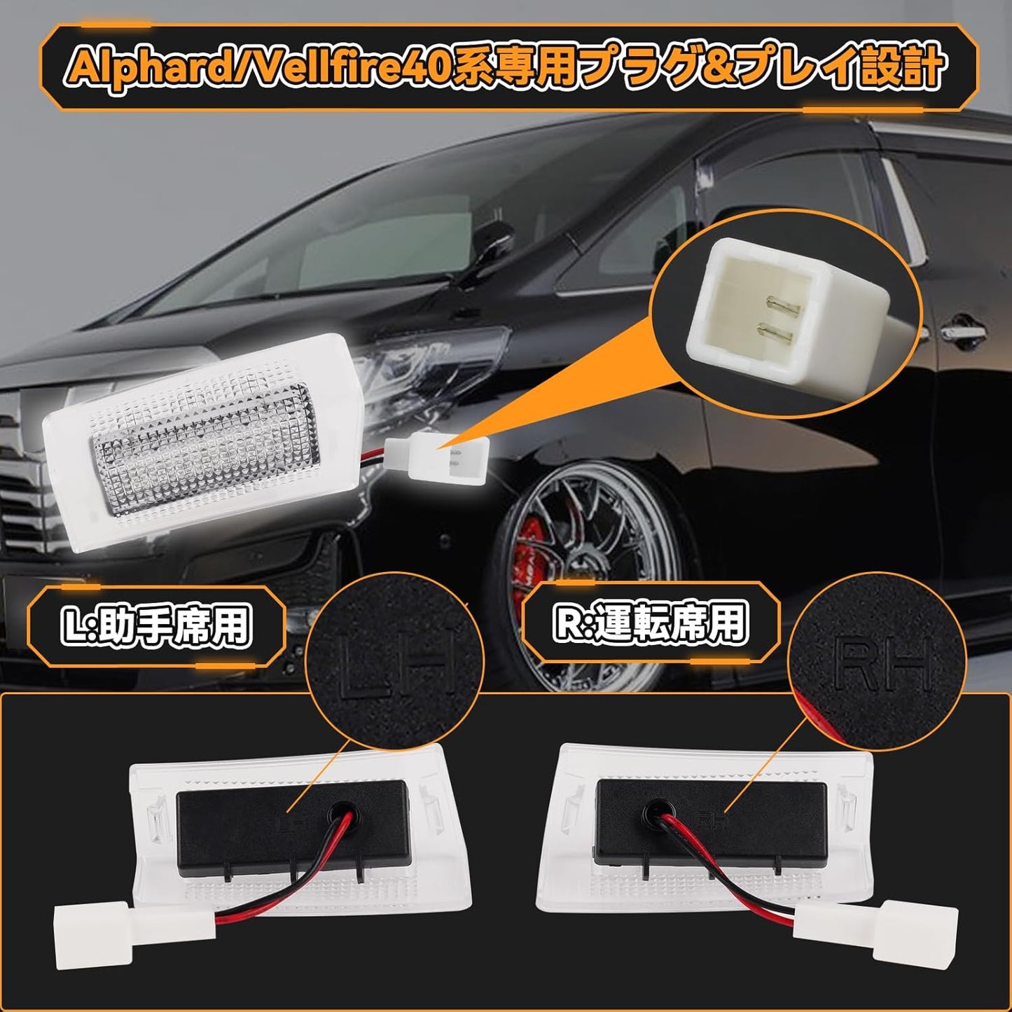 POPMOTORZ Toyota Alphard 40 Series Vellfire 40 Courtesy Lamp, 3 Row Chip LED, Sliding Door Spot Lamp, Door Welcome Light, Rear Sliding Door Dedicated Design for Toyota Vehicles, Genuine Replacement