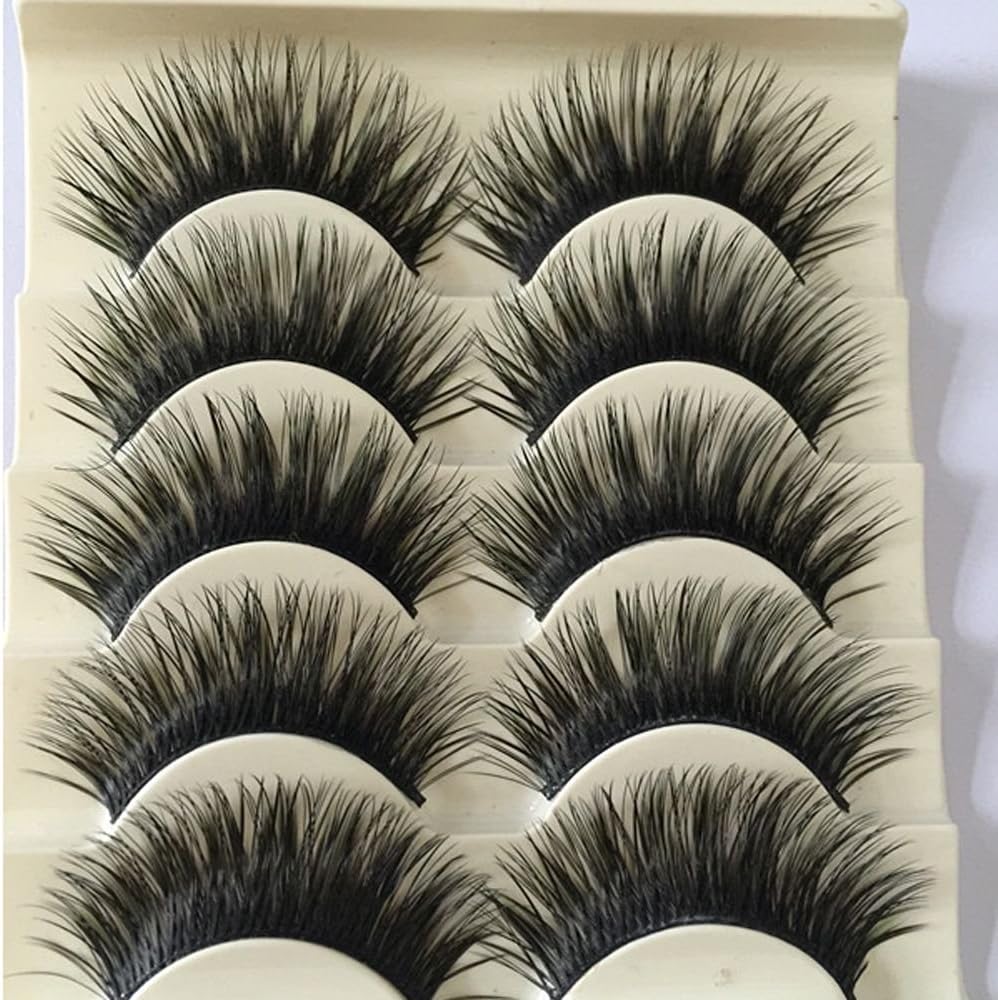 5 Pairs Natural Long False Eyelashes Handmade Thick False Eyelashes Black Makeup Tools