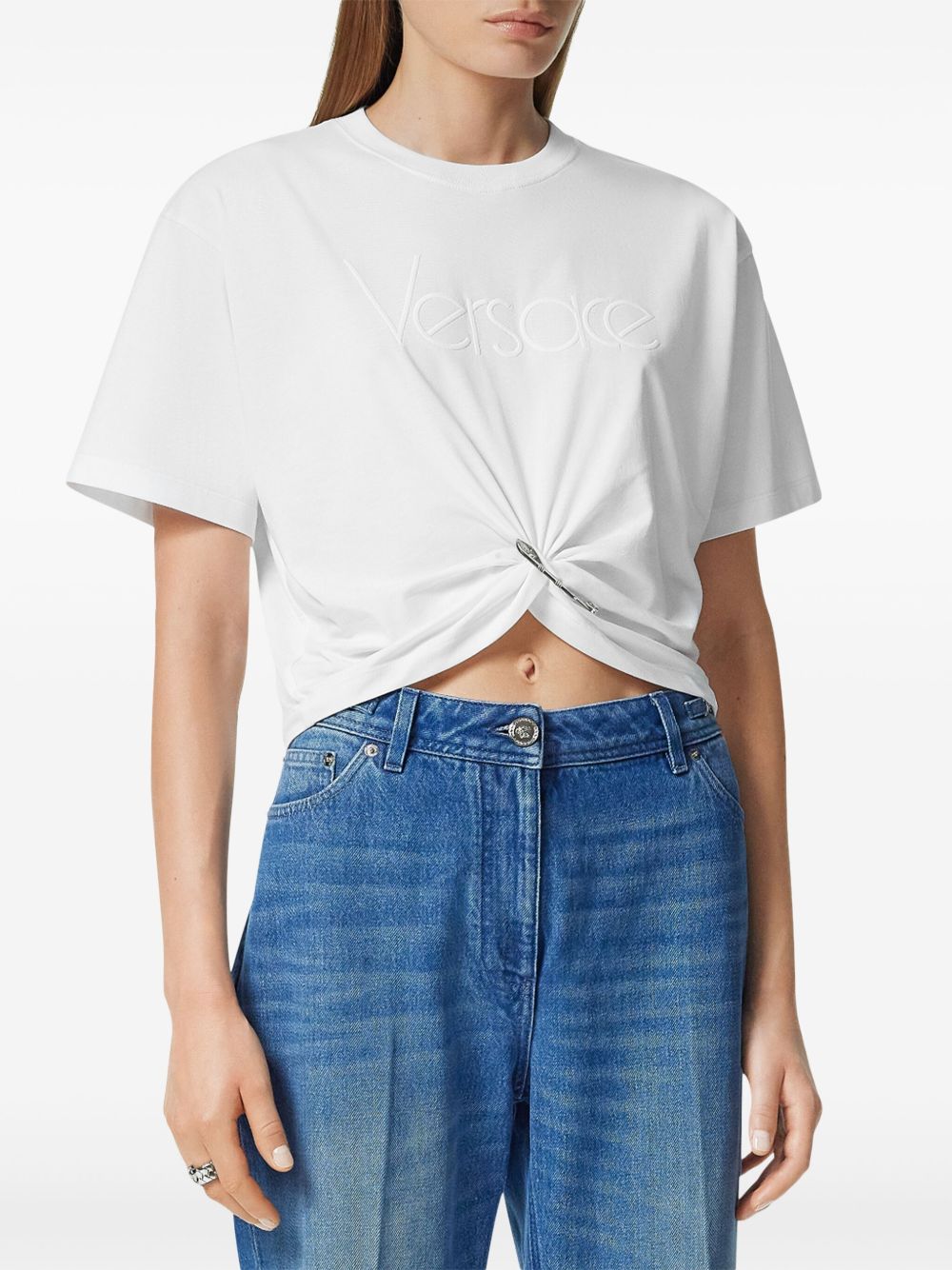 Versace ヴェルサーチロゴコットンTシャツ - Image 5