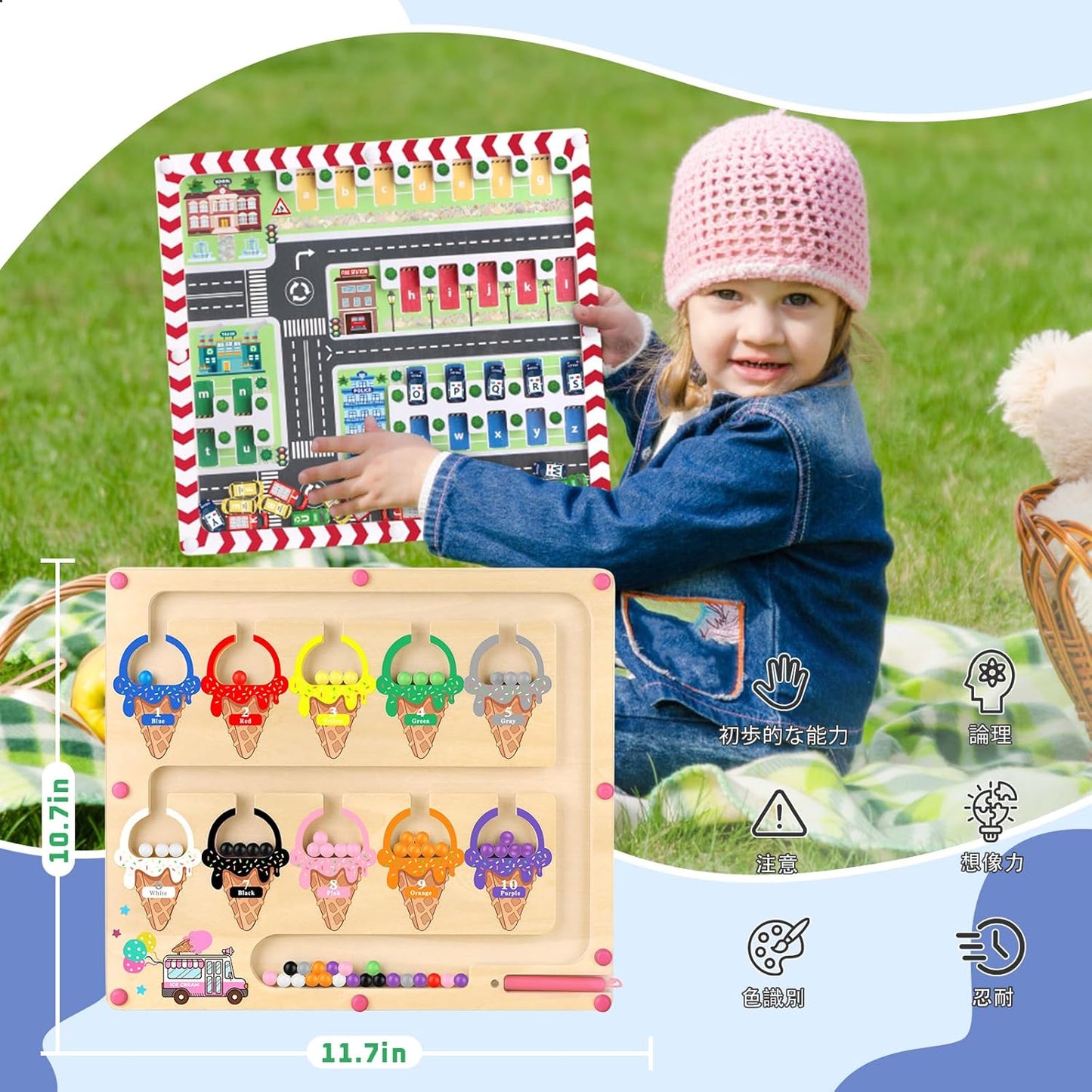 Magnetic Color and Number Maze Dual Panel Board, Magnetic Maze Board is a fun way for kids to learn through play, counting practice, hand-eye coordination and fine motor skills