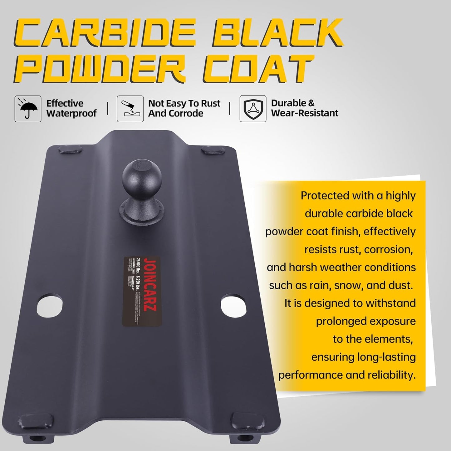 Placa de Bola de Cuello de Ganso de 25,000 libras Compatible con Rieles de Quinta Rueda, Adaptador de Enganche de Cuello de Ganso para Remolque de Cama de Camioneta, Bola de 2-5/16 Pulgadas