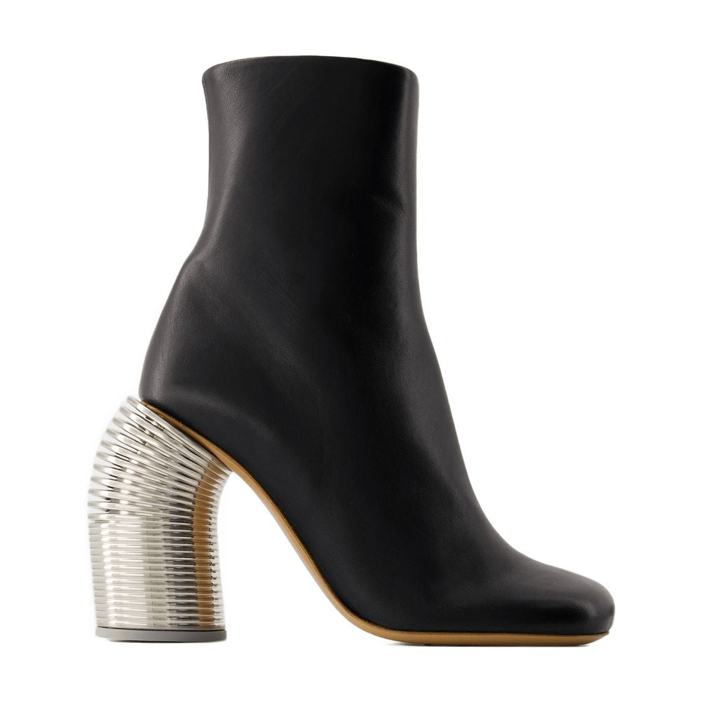 Off Silver Spring Ankle Boots Off White Leather Black/ Silver - Image 5