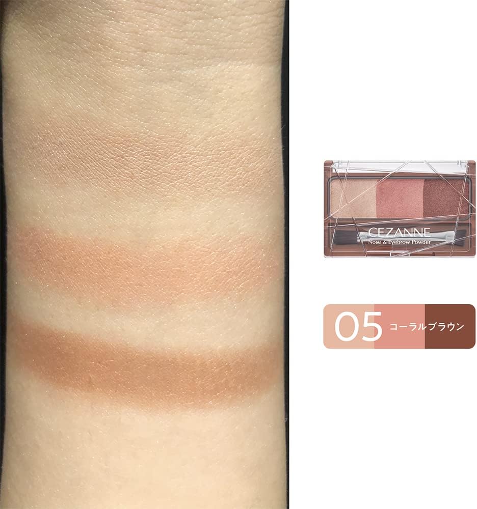 Cezanne Nose & Eyebrow Powder 05 Coral Brown Eyebrow Powder Nose Shadow with Brush 1pc (x1)