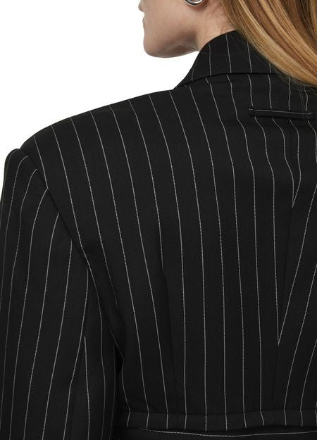 JEAN PAUL GAULTIER ピンストライプ ウール製 クロップド テーラードジャケット、ジップオフベルト付き - Image 5