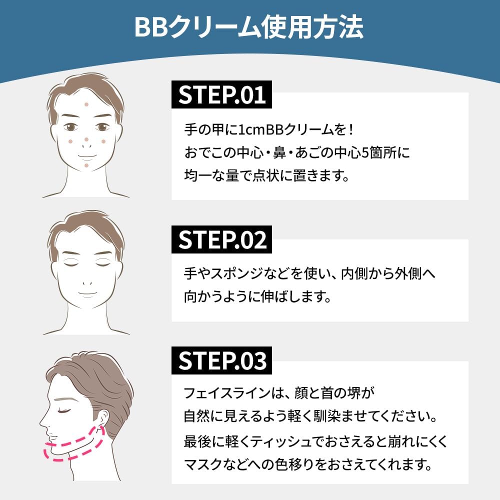 [Official] TOLUX Men's BB Cream Sunscreen SPF30 PA++ Concealer, 0.7 oz (20 g), Beige, Ochre, Natural, Acne Marks, Blue Beard, Pores, Cleanliness, Office Makeup (1 Piece)