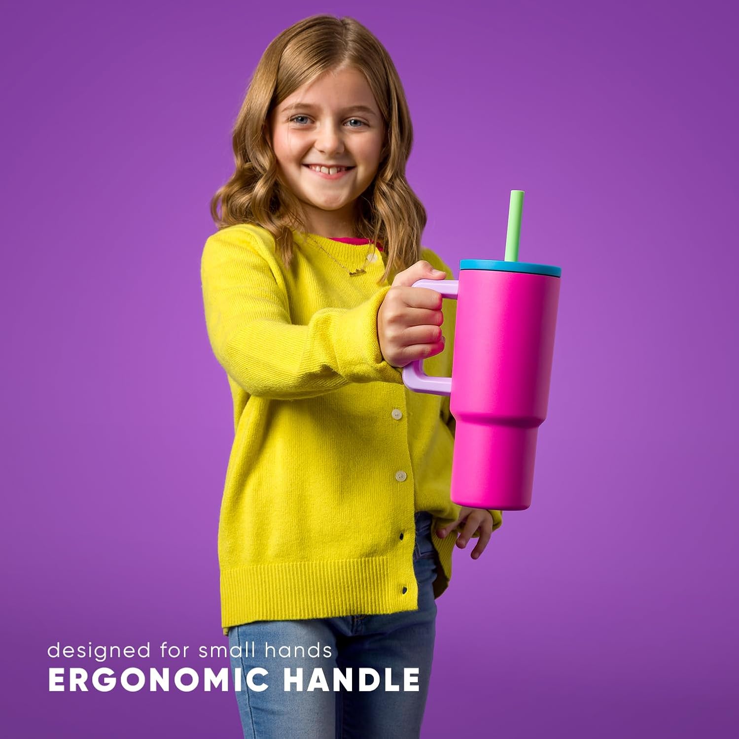 Simple Modern Disney Trek Kids - Vaso de acero inoxidable para niños y niñas, con asa y tapa con pajilla de silicona, resistente a derrames y fugas, reutilizable, Minnie Mouse en terrazo, 24 onzas
