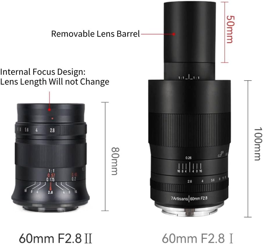 7artisans 60mm F2.8 MarkII Macro Manual Focus Camera Lens APS-C Mirrorless Camera Lens Leica T Leica TL Leica TL2 Leica Cl Sigma FP