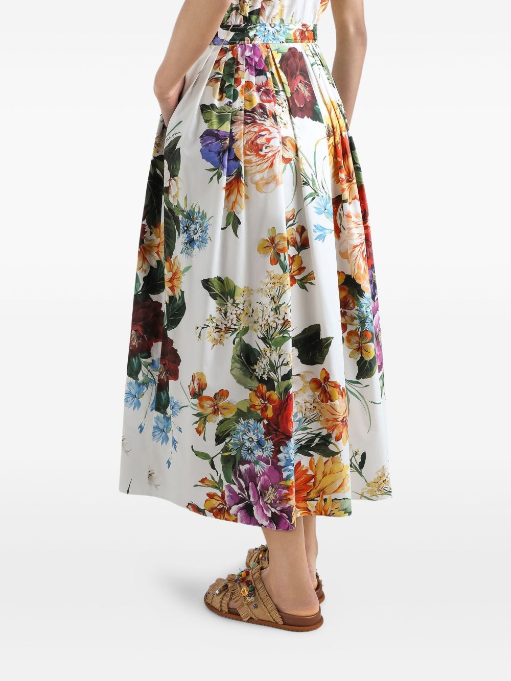 Dolce  Gabbana ドルチェ＆ガッバーナフラワープリントコットンミディドレス - Image 5
