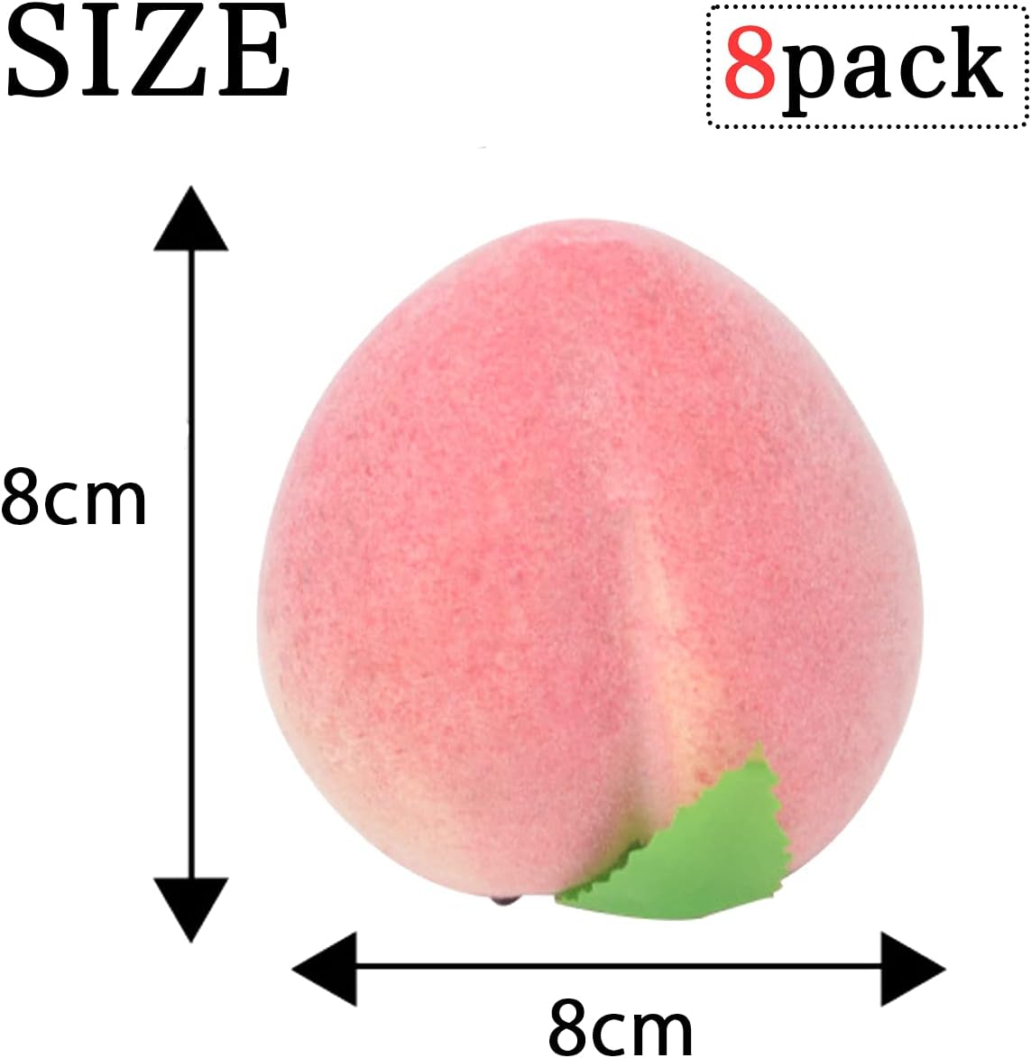 HIRAISM Food Sample, Peach, Fruit, Fake Lifelike Display Model, 3.1 inches (8 cm), Set of 8