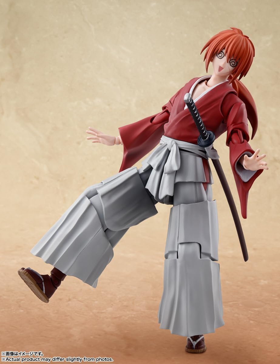 S.H. Figuarts Rurouni Kenshin - Meiji Swordsman Romantic Tan- Himura Kenshin, Approx. 5.3 inches (135 mm), PVC & ABS Pre-painted Action Figure
