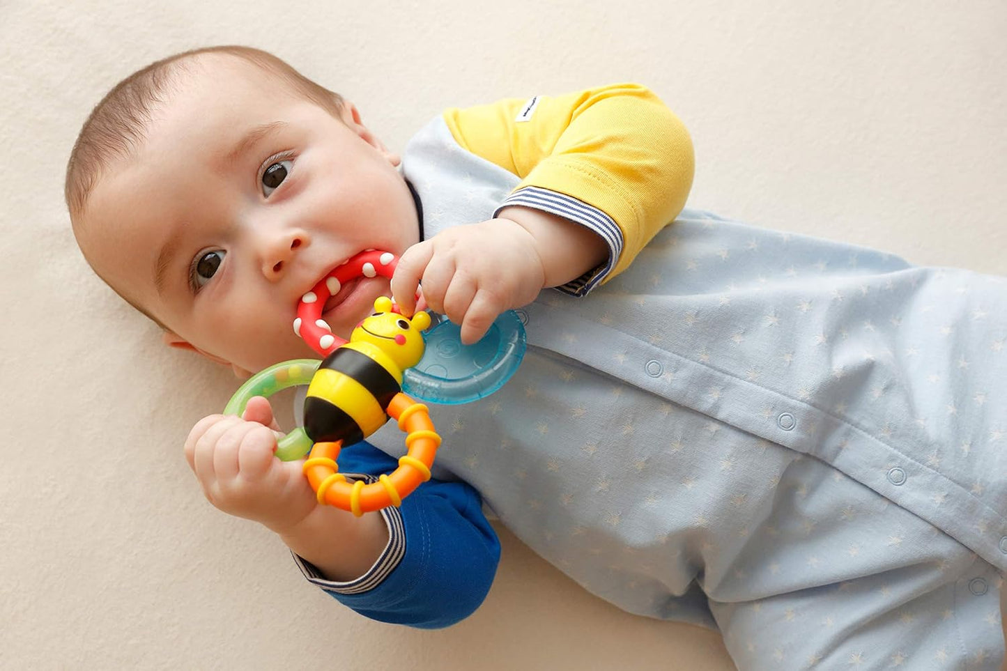 SASSY TYSA80679 ABS Teething Rattle, For 3 Months and Up, Cool, Various Feeling, Bumble Bites Fan