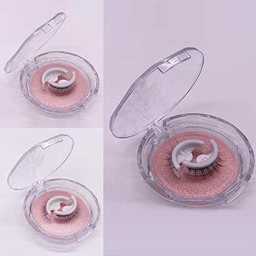 PT Decals 1 Pair Self Adhesive False Eyelashes, Reusable Self Adhesive False Eyelashes, Natural, Popular Eyelash Practice Tool, No Glue Free, Waterproof with Storage Box, Soft and Comfortable for