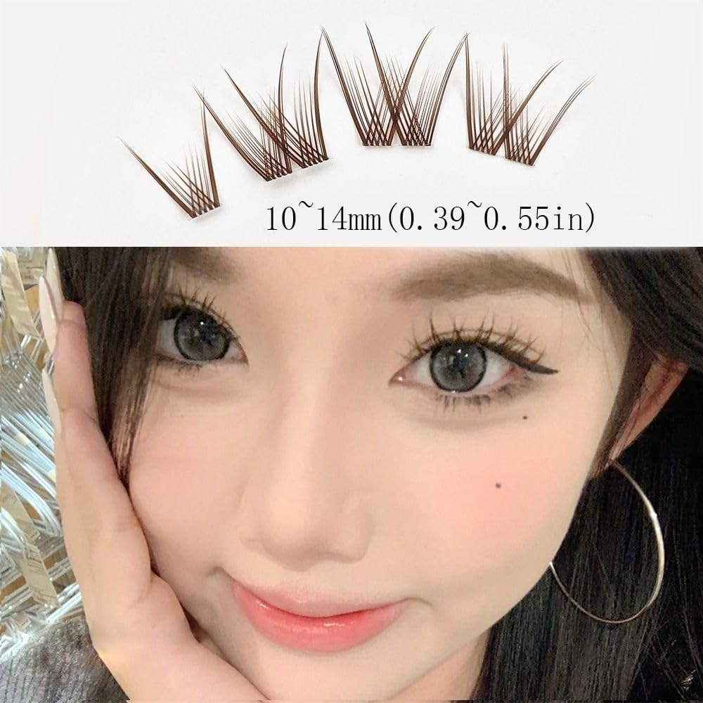 3D Brown False Eyelashes Long Natural Volume Segment Cluster Eyelashes DIY Eyelash Extensions Handmade