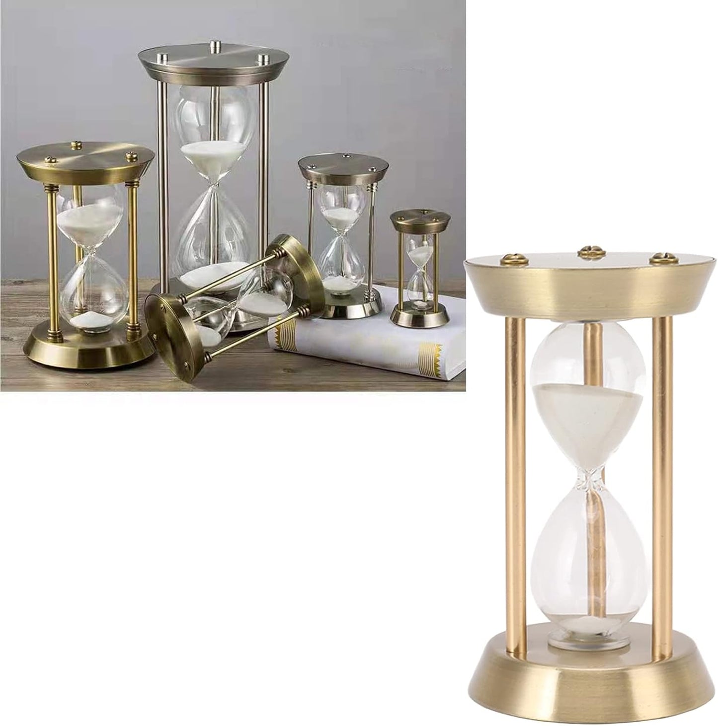 LckCryspho メタル砂時計 30分 – デコビンテージデザイン キッチンカウントダウン オフィス装飾 ヨガタイマー ゲーム用 (ブロンズミニ10分,ブロンズミニ10分)