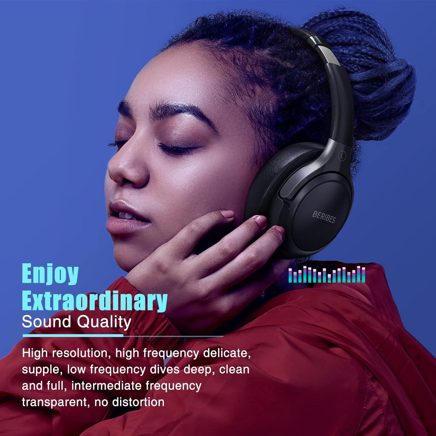 BERIBES 663522728 Bluetooth Headphones, 65 Hours Playback, 3 EQs